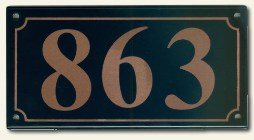 House Number Rectangel Black enamel plate with 3 Gold numbers 200mm wide x 100mm high   $150
